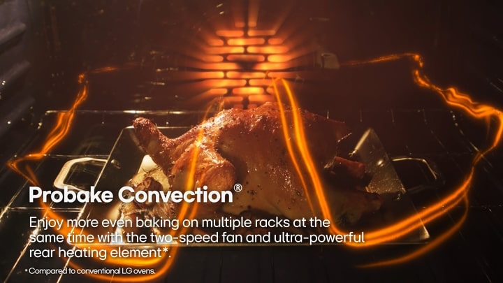 LG range ProBake Convection delivering even heat for perfect baking on every rack